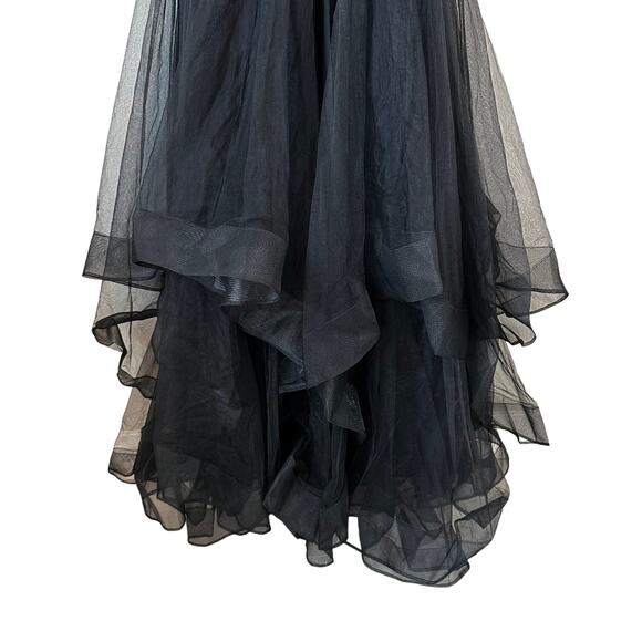 La Femme New Off the Shoulder Evening Gown Black 10 Formal Cocktail Fairy Goth - Picture 7 of 12